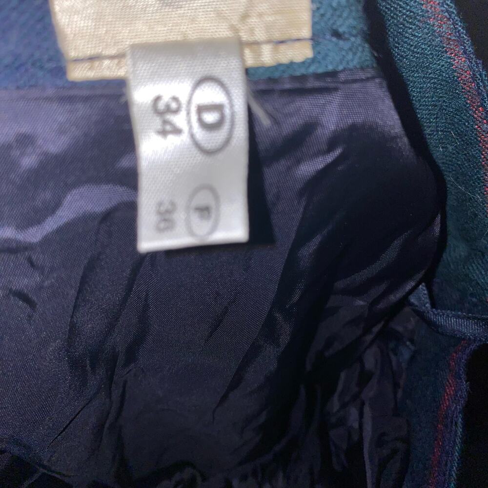 Vintage Basler Blue Tartan Plaid Wool Pleated Midi Skirt - Picture 8 of 8
